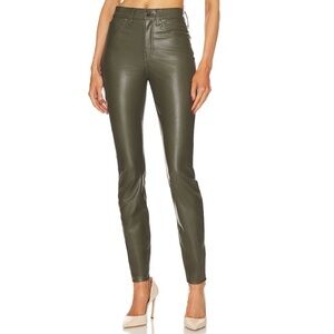 Veronica Beard Green Debbie Pants Faux Leather High Rise Ankle Jeans Size 25